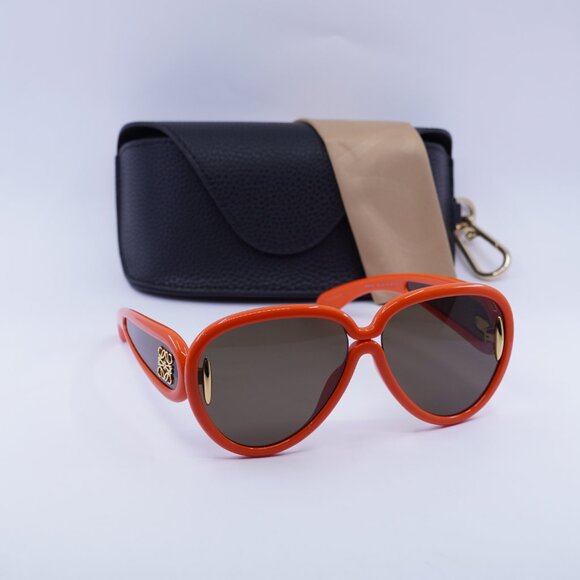 Loewe LW40132I 42E Aviator Sunglasses – Shiny Orange\Brown - Picture 5 of 10